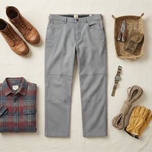 Red‎ Head Brand Co Mens Gray Utility Work Pants Reinforced Knee 35x30